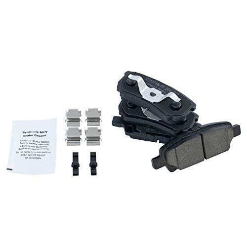 Image of TRQ Rear Brake Pad and Rotor Set Ceramic Coated Rotors Calipers Compatible with 2011-2014 Chrysler 200 2007-2010 Sebring 2008-2014 Dodge Avenger 2007-2017 Jeep Compass Patriot