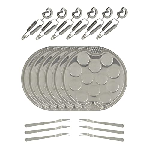 MENASTYL - Service à escargots de 18 pièces - 5040063 - 6 assiettes à 12 escargots Ø19cm + 6 pinces à escargots + 6 fourchettes à escargots en acier inoxydable