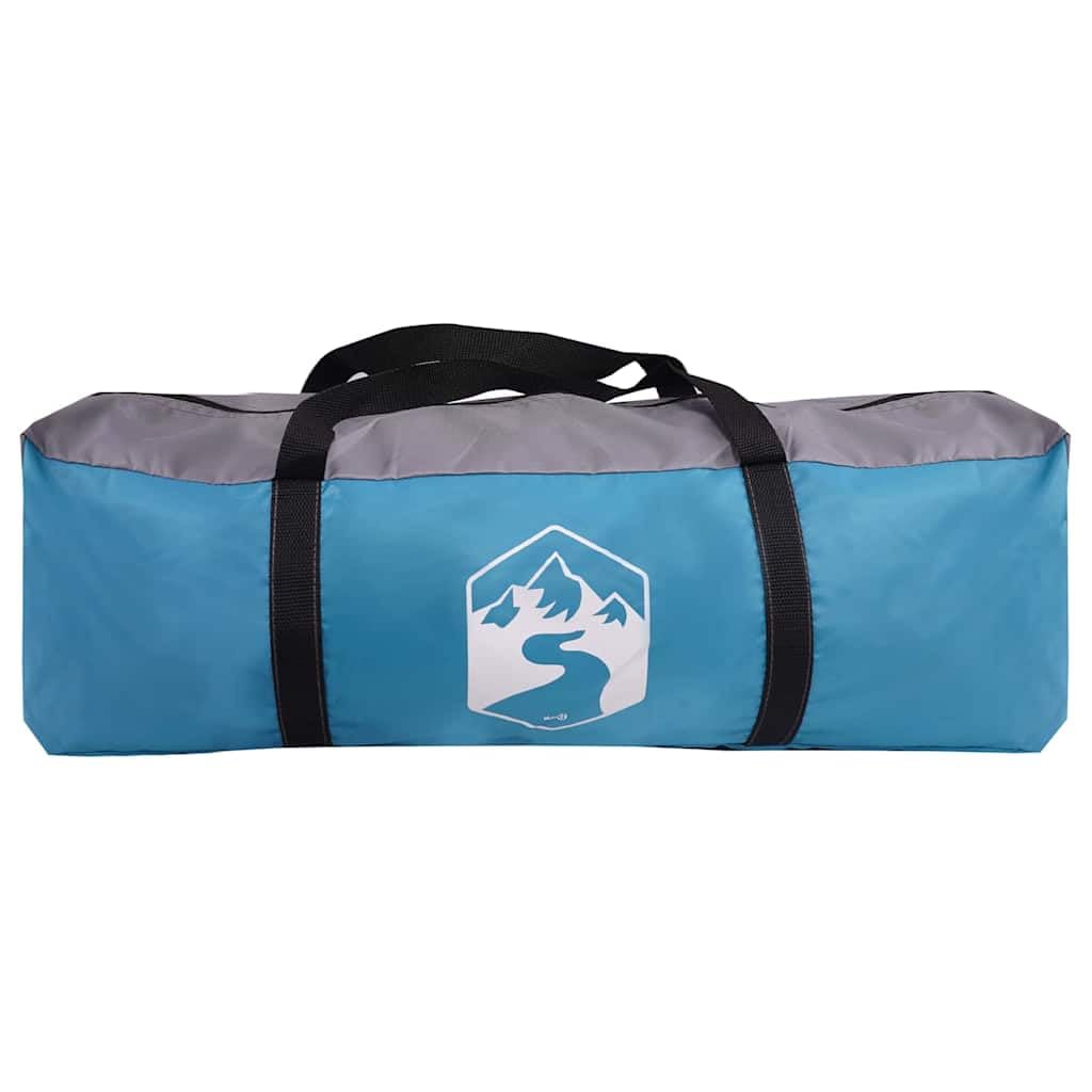 Modernes Kuppelzelt aus Polyester, 384 x 254 x 170 cm, mit Aufbewahrungstasche, inklusive 2 FRP-Stangen, 6 Abspannseilen und 19 Heringen, ideal für Familien-Campingabenteuer.