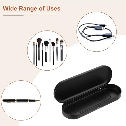Image of uxcell Metal Tin Box Containers, 6.9x2.4x0.7 Inch Black Rectangular Empty Hinged Tins Box Home Organizers for Pen Makeup Brushes