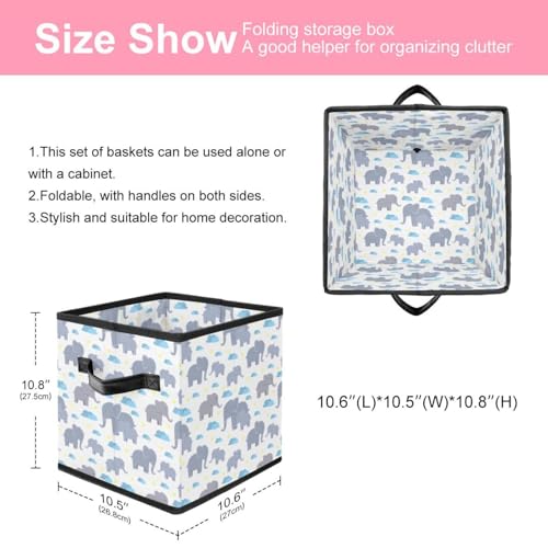 Boîte de rangement pliable éléphant blanc pour chambre bébé douce - 3