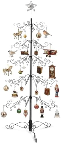 HOHIYA 6.5 Ft Ornament Display Tree Stand 174 Hook Metal Christma...