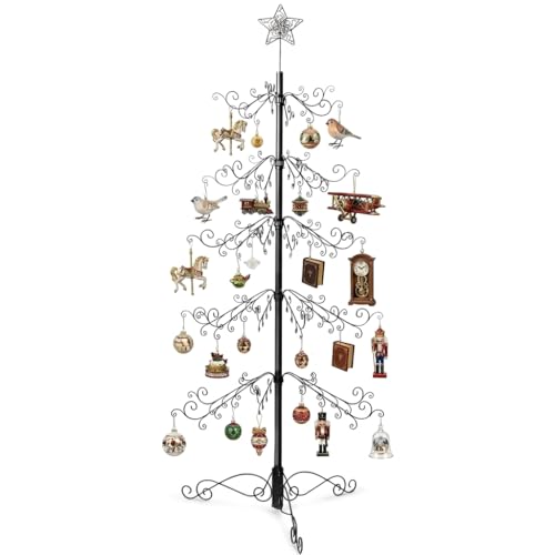 HOHIYA Metall Weihnachtsbaum 196 cm Schwarz Kugelhalter Modern