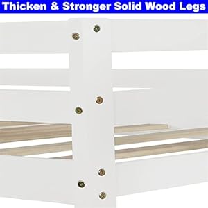 DOONREXS Thicken Stronger Solid Wood Twin Over TwinKing Bunk Bed with Trundle Modern Style Twin Size Pull Out Bunk Beds Frame with Stairs Drawer and Storage Shelves White