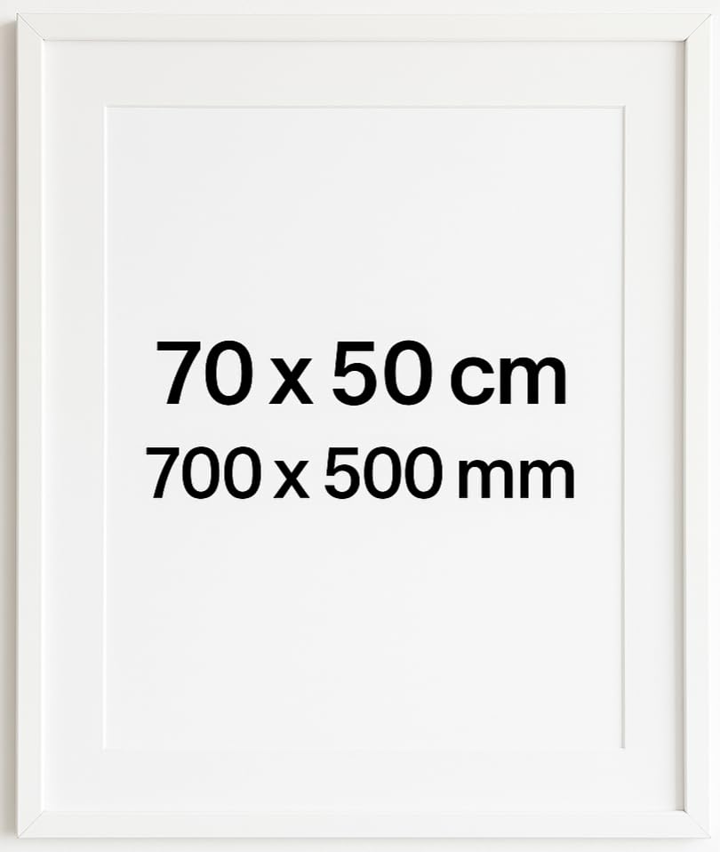 70 x 50 cm Large Picture Frame (700 x 500 mm), 30 mm Wide MDF Profile, Wall Mounted Shatterproof Styrene Front, Portrait or Landscape Poster Photo Display, White