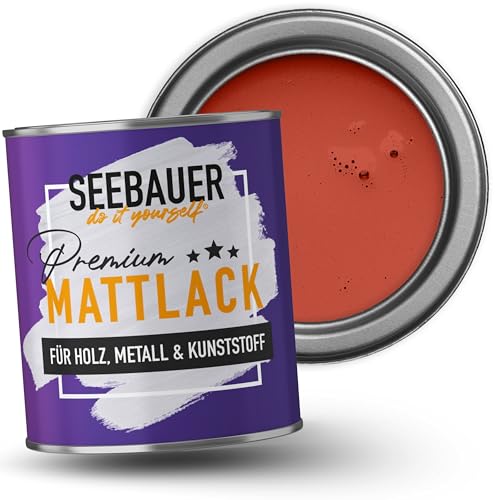 SEEBAUER diy Mattlack Orange 375ml für Innen & Außen (No. 342 Sun Fire) Möbelfarbe ohne Schleifen - Hybrid-Lack für Holz, Metall, Kunststoff - Holzlack, Möbellack hohe Deckkraft