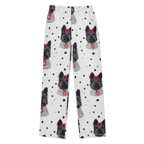 Pajama Bottoms, Scottish Terrier Puppy Pajamas Pant Lounge Wear Sleep Long Pants Casual Sleepwear Pjs