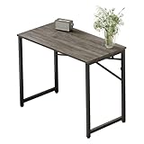 EMODA 40 inch Folding Desk No Assembly Required Home Office Desk Study Writing Gaming Computer Table, Black Oak