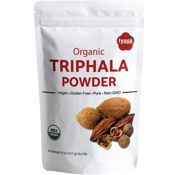 Iyasa Holistics Polvo de trifala orgánico, superalimento ayurveda, desintoxicación corporal natural, limpiador intestinal, laxante de hierbas, 8