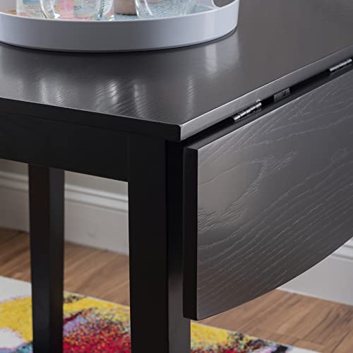 Linon Black 30" Square 30" X 48" Fully Extended Torino Drop Leaf Table #TOP6