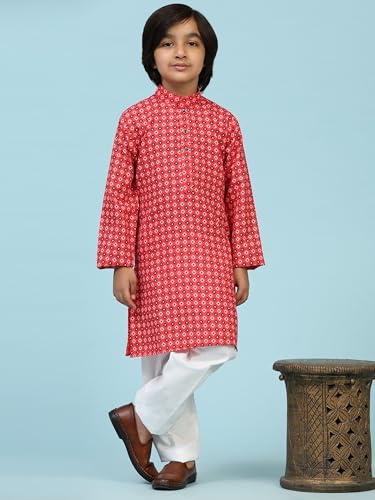 Image of Pro-Ethic Style Developer Boys Silk Floral Kurta Pajama Ethnic Wear Set | Cotton Kurta Pajam