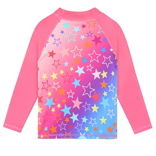 Image of TFJH E Girls Two Piece Swimsuit Long Sleeve Rash Guard Ages 3-12 | UPF 50+ sun protection, breathable , lightweight long sleeve swimsuit, full coverage, pool beach vacation, water park