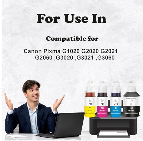 Image of GI-70 Refill Ink Compatible for Canon PIXMA G1020, G2020, G2021, G2060, G3020, G3021, G3060 Printers (GI-70 Cyan Ink 1 pcs)