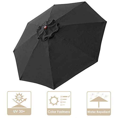 Yescom 8Ft Outdoor Umbrella Replacement Top Patio Umbrella Market Umbrella Replacement Canopy With 8 Ribs Black #TOP1