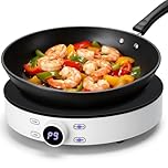 Aigostar Cookmate - Placa de inducción portátil, 2000W, diseño redondo, 9 niveles de potencia, temporizador de apagado, apto para recipientes compatibles con inducción de 12-26 cm. Diseño exclusivo.
