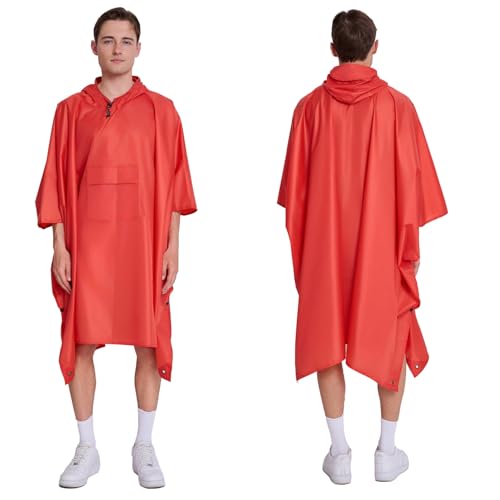 Image of Hooded Waterproof Raincoat, Unisex Outdoor Hiking Camping Mat and Small Tent