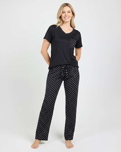 Image of Real Essentials 2 Pack: Women's Comfy Pajama Sets - Short Sleeve Ladies Loungewear Sleepwear PJs (Available In Plus)