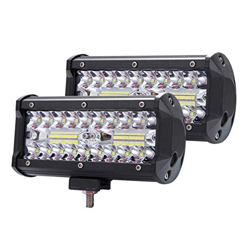 Wakauto 2Pcs Barra de Luz de Trabajo de Camión Led 400W Luz Antiniebla Led Luces de Conducción Led de 7 Pulgadas Luces Todoterreno para Camión Jeep de Coche Cover