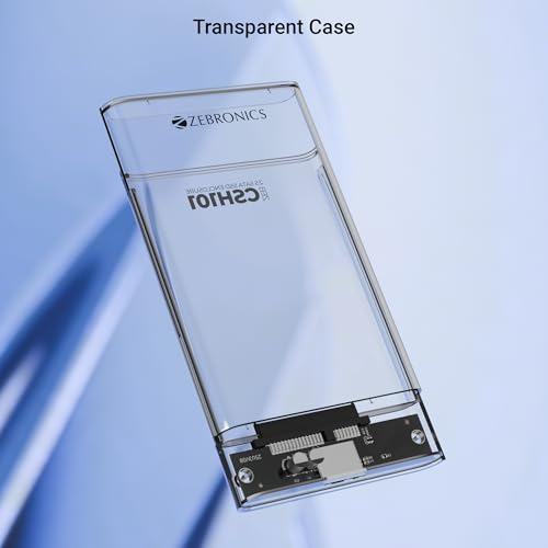 Image of Zebronics 2.5 inch SSD /HDD Enclosure, Max. 4TB Storage, Upto 5Gbps Transfer Speed, Tool-Free Slide Design, USB to Micro B Connector, Windows, Mac, Linux Support, Transparent Case (CSH101)