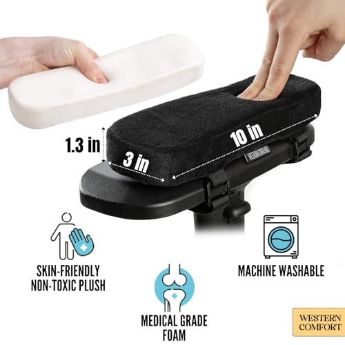 WESTERN COMFORT Thick Armrest Pads - Memory Foam Office Chair Arm Pads - Arm Rest for Desk Chair & Gaming Chair Armrest Pads - Chair Arm Covers - Elbow Support - Image 3