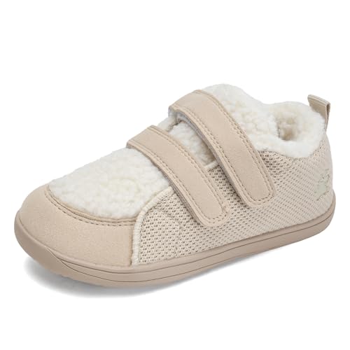 WateLves Toddler Little Kids Wide Barefoot Shoes Warm Winter House Shoes Baby Girls Boys Zero Drop Minimalist Plush Warm Sneakers for Indoor Outdoor