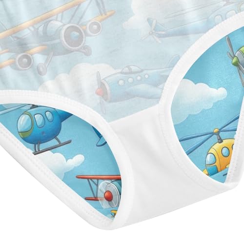 Underwear Girls, Colorful Cartoon Airplanes Toddler Panties, Cotton Underwear Girls, 2T–8 Years4