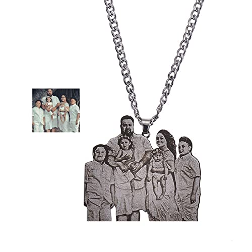 Personalized People Dog Cat Picture Necklaces Custom Photo Necklace Pendant Chain Customized Handmade For Women Girls Boys Pet Lover Men,Silver #TOP29