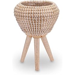 Macetero Tipo Nordico Decorasian Macetero con soporte integrado, trenzado de hierba marina – maceta, maceta – 20 cm de diámetro