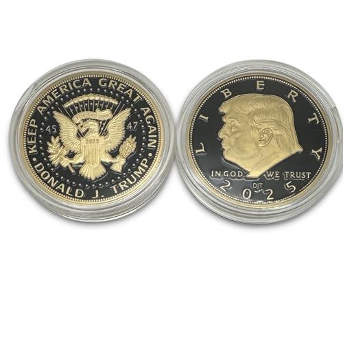Image of Donald Trump Black & Gold Coin 2025 with Certificate of Authenticity, President Coin, Trump Coin Collectors, 24kt Gold Plated with Black Inlay, 38mm x 2mm