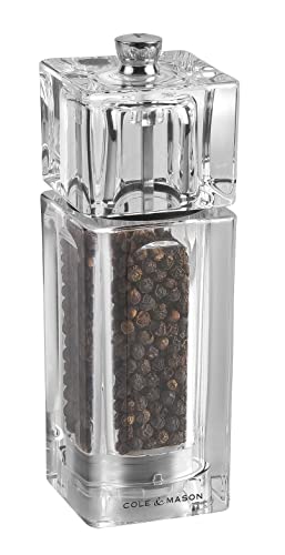 Cole & Mason Precision Grind Cube Pepper Mill, Acrylic/Clear, 14.5 cm