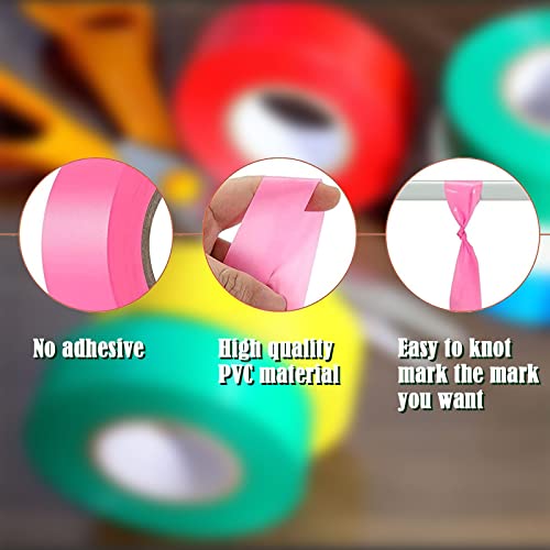 6 Pack Flagging Tape Assorted Colors, Non-Adhesive Plastic Ribbon Neon Marking,1Inch*600Ft, Marking Tape For Tree Marking, Hunting, Boundaries And Hazardous Areas,Trail Marking, Home And Workplace Use #TOP2