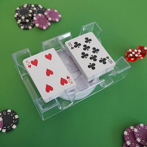 DNB Revolving Playing Card Tray - 2 Deck Plastic Rotating Canasta Card Holder - Thumbnail 6