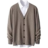 [ODFMCE] メンズ カーディガン 秋 ニット 無地 ⅴネック オシャレ カジュアル ビジネス 大きいサイズ (JP, アルファベット, XL, キャメル)