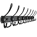 Dseap Wall Mounted Coat Rack - 8 Tri Hooks - Heavy Duty Stainless Steel Long Coat Hook for Coat Hat Towel Robes Mudroom Bathroom Entryway, Black