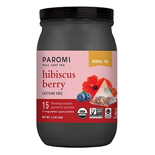 Paromi Hibiscus Berry Organic Herbal Tea, Signature Jar, 15 Count (Pack Of 6) #TOP4
