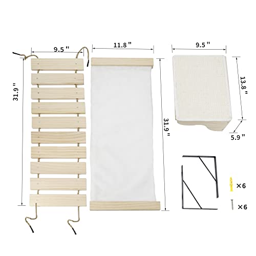 Koopro Cat Hammock Shelves Wall Furniture Bed, Cat Perch Wooden Cat Steps Climbing Bridge Wall Mounted Solid Wood Cat Tree For Indoor Large Cats Kittens For Sleeping, Playing, Climbing, Lounging #TOP5