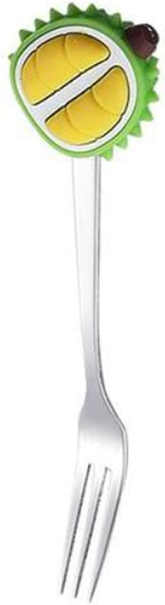fruit forks，Dinner Forks,Stainless Steel Forks1pcs Fruit Pattern Stainless Steel Three Teeth Fruit Fork Cake Dessert Fork Restaurant Fork Salad Dinner Forks 4.9x0.2" (Color : A)