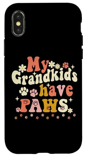 My Grandkids Have Paws Funny Pet Dog Cat Grandma Grandmother Coque pour iPhone X/XS