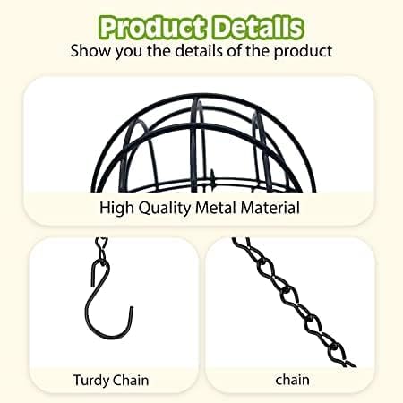 IWTBNOA Mangiatoia Per Uccelli, 5 Pezzi, In Metallo, Con 5 Ganci A