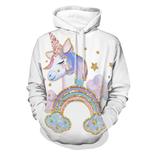 Pull pour homme femme et sweats à capuche manche longue licorne d'or S