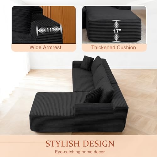 Image of 95 inch Boneless Couch for Living Room, L Shaped Modular Sectional Sofa
