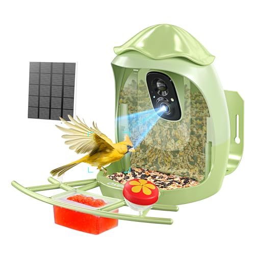 Osoeri Smart Bird Feeder with Camera – AI Identify & 2K HD Live Video, Outdoor Solar Birdfeeder for Backyard Wild Birds, Real-Time Alerts, Ideal Gifts for Bird Lovers & Families, 2.4GHz WiFi