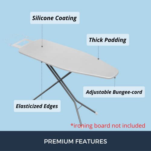 14X42 Inch Ironing Board Cover And Pad, Adjustable Elastic Edge Fit, Extra Thick Padding, Heat Reflective, Easy Installation (Silver, 14" X 42") #TOP3