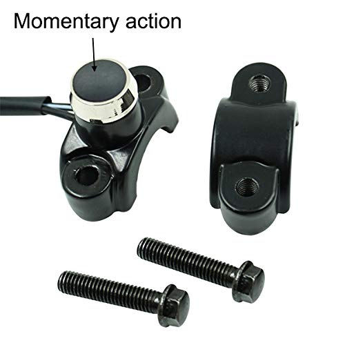 Aluminum 7/8" Motorcycle Handlebar Control Horn Start Switch Button Momentary Action With Two Bullet Connectors Black Button #TOP1