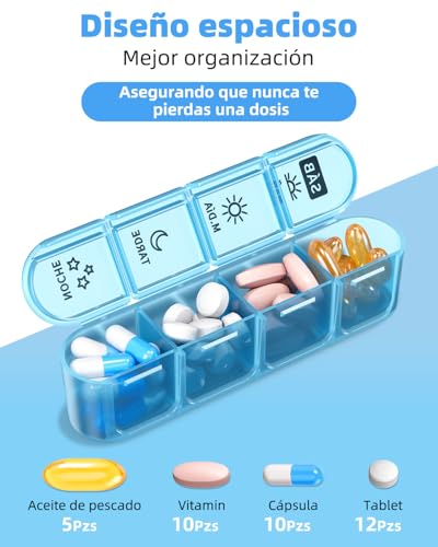Miniatura 3 de Colorwing Pastillero Semanal 4 Tomas, Gran Capacidad, Desmontable, Negro