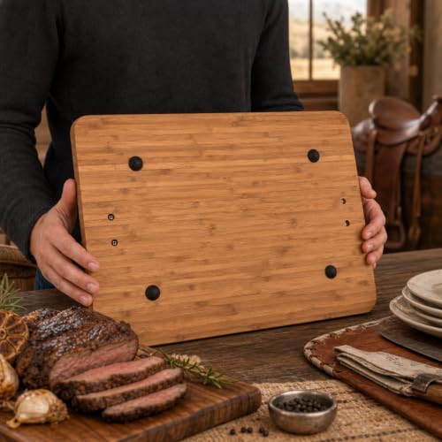 Tabla para cortar rectangular de bambú con mango 50.8x33.02 cm miniatura 5