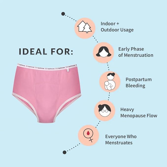 Image of superbottoms MaxAbsorb Period Underwear | India's 1st Period Panty Made with Bamboo Cotton | 8Hr Absorption | No Leaks, No Stains | Odour-Free, High Waist, Full Coverage