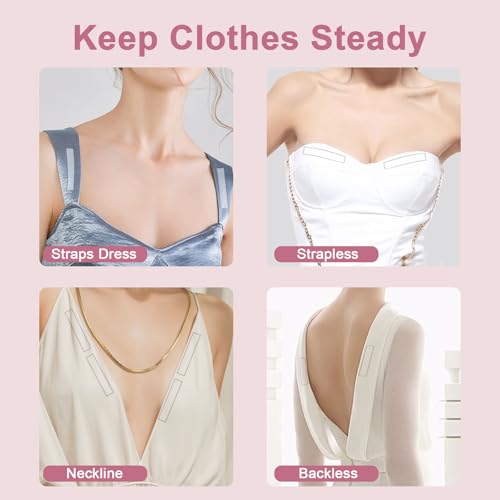 100 Strips Double-Sided Tape for Fashion, Tape for Clothes, Waterproof Fashion Clothing Tape, Fabric Tape to Skin, Strong Adhesive Body Tape, Invisible and Clear Tape for All Skin Shades, Transparent4