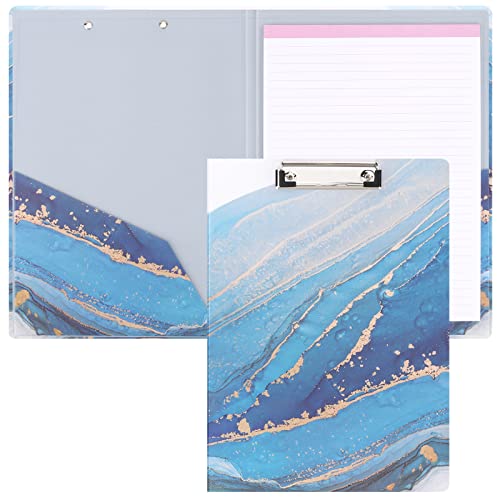 Uquelic Portapapeles Folio con rellenable/tablero de escritorio/clip A4 con resistente clip y agujero para colgar, portapapeles para estudiantes, oficina (azul) Cover