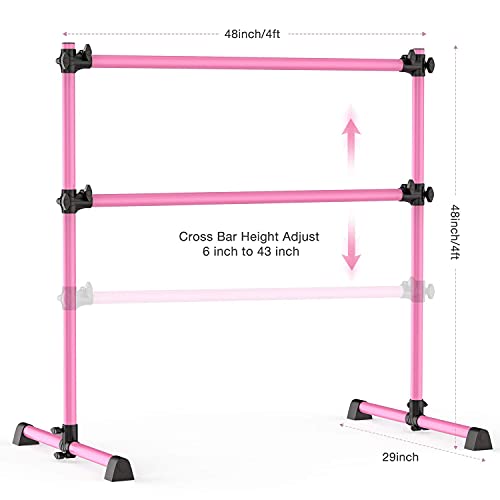 image for Yesker Ballet Barre 4 Feet Portable Ballet Equipment Pink Color for Ki